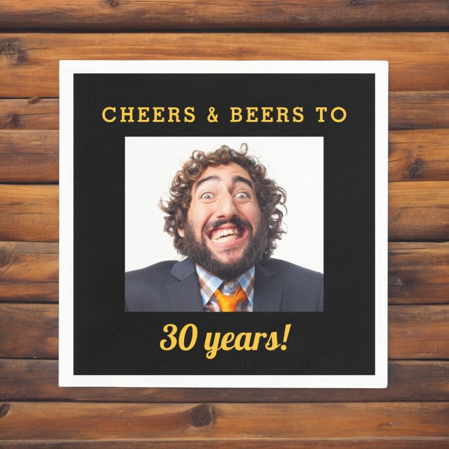 Cheers & Beers Milestone Geburtstags-Foto Keepake Serviette (Von Creator hochgeladen)