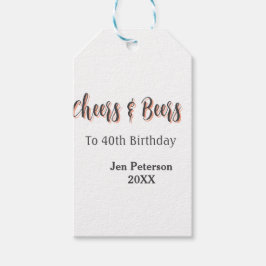 Cheers & beers to 40th birthday gray name year sin geschenkanhänger