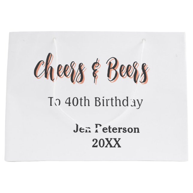 Cheers & beers to 40th birthday gray name year sin große geschenktüte (Vorderseite)