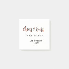 Cheers & beers to 40th birthday gray name year sin post-it klebezettel