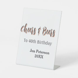 Cheers & beers to 40th birthday gray name year sin sockelschild