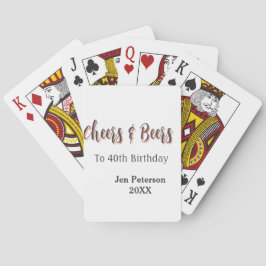 Cheers & beers to 40th birthday gray name year sin spielkarten