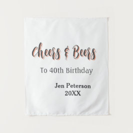 Cheers & beers to 40th birthday gray name year sin wandteppich