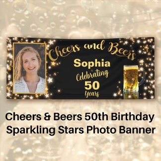 Cheers & Bers 50. Geburtstag Sparkling Stars Foto Banner