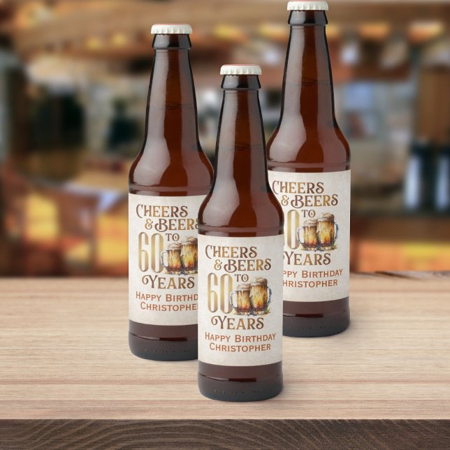 Cheers & Bers 60. Geburtstag Bierflaschenetikett (Von Creator hochgeladen)