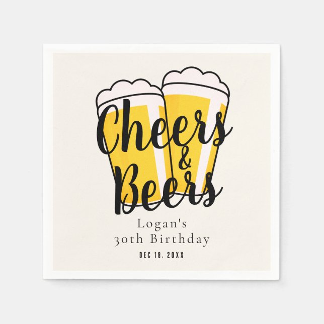 Cheers & Bers Erwachsene Birthday Cream Serviette (Vorderseite)