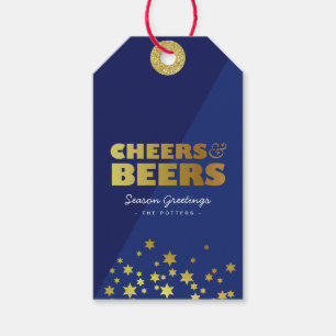 Cheers & Bers   Spaß Weihnachten Blau & Gold Geschenkanhänger