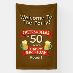 Cheers & Biere für 50 Jahre Happy GeburtstagsNAME Banner