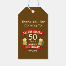 Cheers & Biere für 50 Jahre Happy GeburtstagsNAME Geschenkanhänger