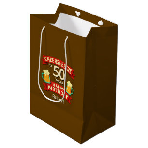 Cheers & Biere für 50 Jahre Happy GeburtstagsNAME Mittlere Geschenktüte