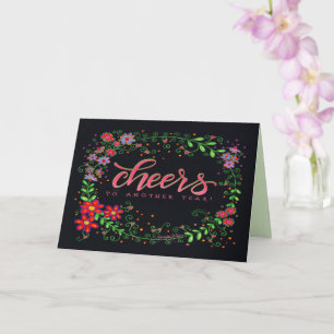 Cheers Birthday Wreath Hübsch Floral Happy Karte