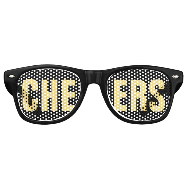 'CHEERS' Black and Gold Party Sonnenbrille (Vorderseite)