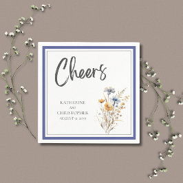 Cheers Blue Wildblumen Elegant Festliche Hochzeit Serviette