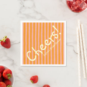 Cheers Blush Orange Streifen Junggesellinnenabschi Serviette
