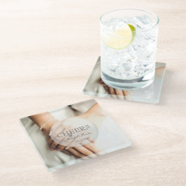 Cheers- Brautdiamantenring bearbeitbare Hochzeit Glasuntersetzer