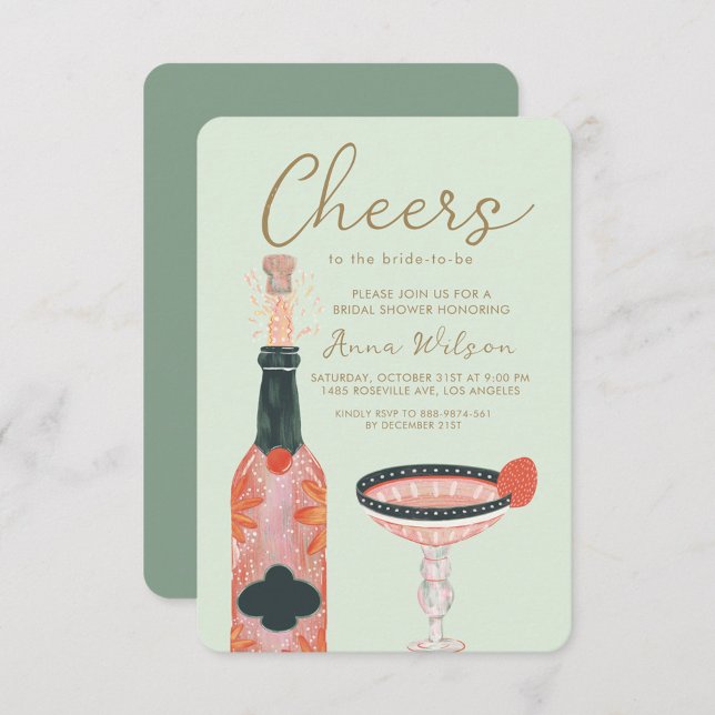 Cheers Bridal Brunch Campagner Blush Einladung (Von Creator hochgeladen)