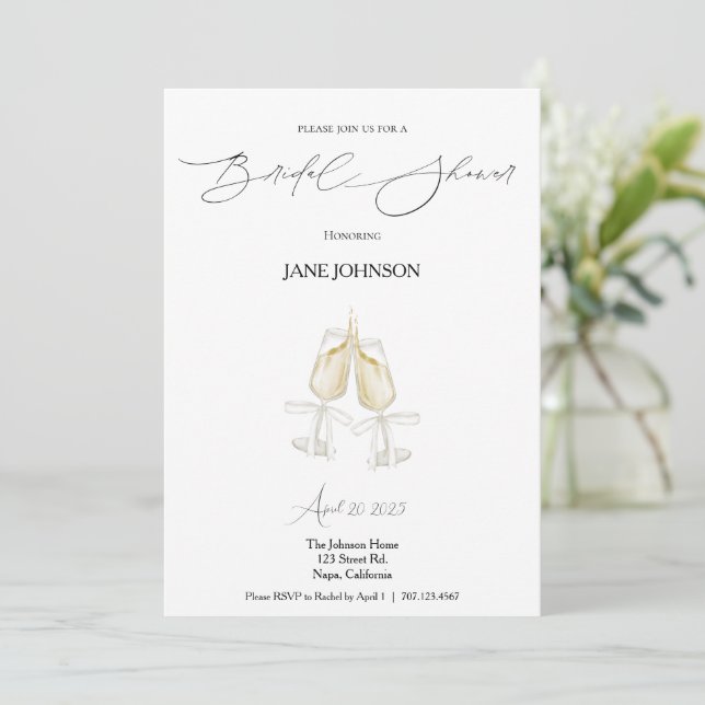 Cheers Bridal Dusche Einladung (Stehend Vorderseite)