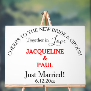 Cheers Bride Groom Just Married Red Names Acrylschild
