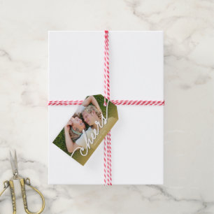 Cheers Calligraphy Script Gold Ombre Foto Holiday Geschenkanhänger