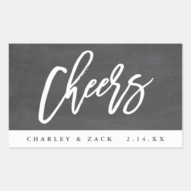 Cheers Chalkboard Mini Wine Mini Champagne Label Rechteckiger Aufkleber (Vorderseite)
