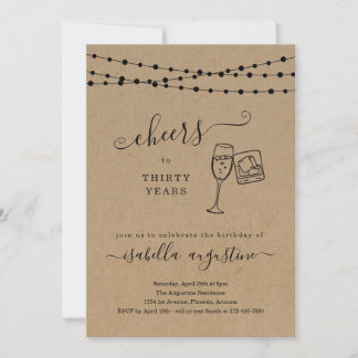 Cheers Champagne & Whiskey zum Geburtstag Einladun Einladung