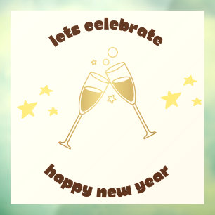 Cheers Champagner Gläser Neue Jahre Nachricht Fensteraufkleber