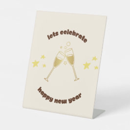 Cheers Champagner Gläser Neue Jahre Nachricht Sockelschild