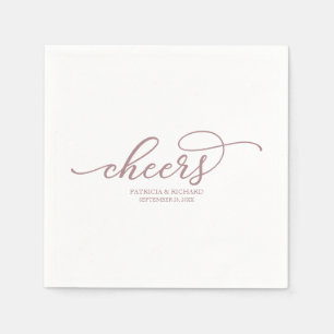 Cheers - Chic Rose Gold Script Wedding Napkins Serviette