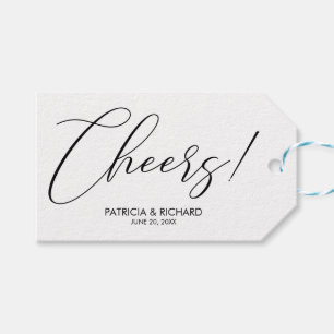 Cheers Chic Script Letters Gastgeschenke Hochzeit Geschenkanhänger