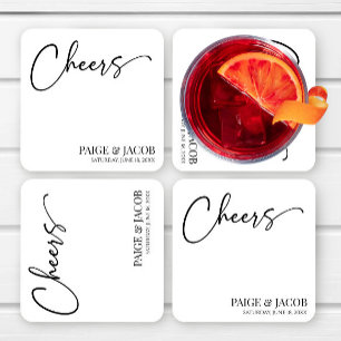 Cheers Classic Moderne Minimal Minimalistische Hoc Rechteckiger Pappuntersetzer