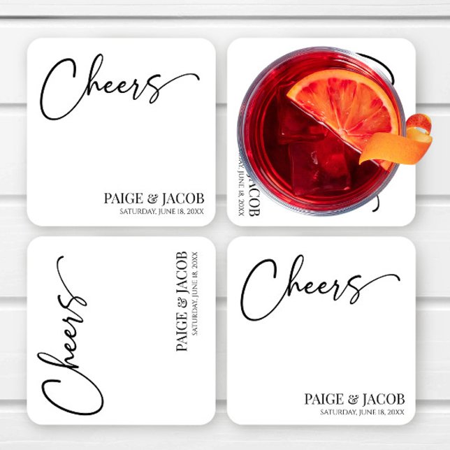 Cheers Classic Moderne Minimal Minimalistische Hoc Rechteckiger Pappuntersetzer (Von Creator hochgeladen)