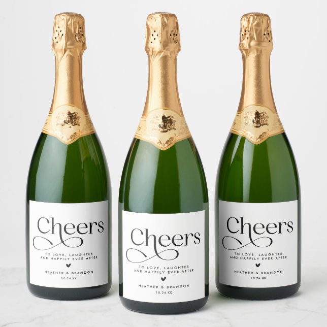 Cheers Classic Wedding Sparkling Wine Label (Flaschen)