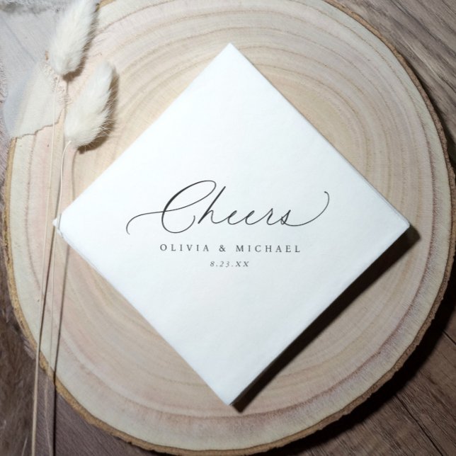 Cheers Cocktail Diagonal Wedding Bar Serviette (Cheers Wedding Napkins - Elegant Diagonal Personalized wedding reception napkins)