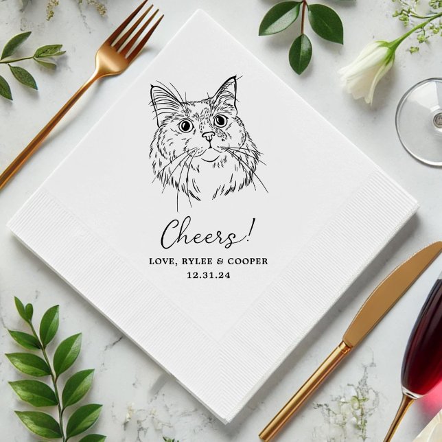 Cheers Custom Cat Gezeichnet Cocktail Napkins Hoch Serviette (Von Creator hochgeladen)