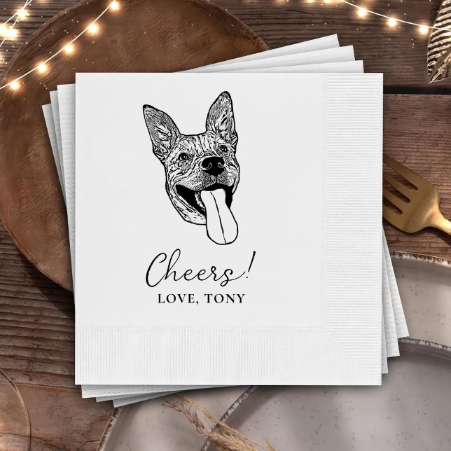 Cheers Custom Dog Wedding Napkins Serviette (Von Creator hochgeladen)