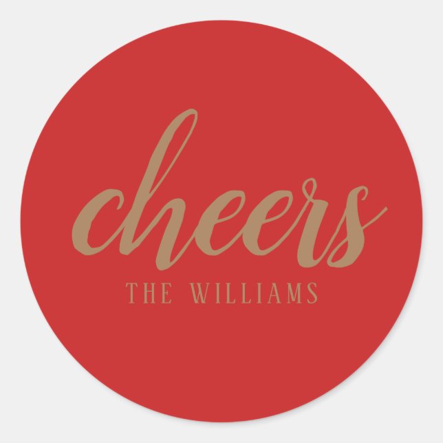 Cheers Custom Holiday Weihnachtsaufkleber oder Lab Runder Aufkleber (Vorderseite)