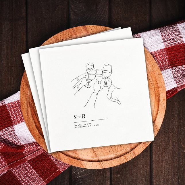 Cheers Cute White Minimalist Wedding Serviette (Von Creator hochgeladen)