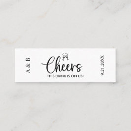 Cheers Drinks auf unserem Hochzeitsticket Mini Visitenkarte