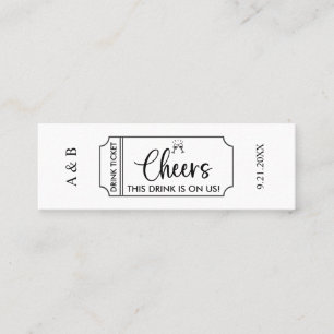Cheers Drinks auf unserem Hochzeitsticket Mini Visitenkarte