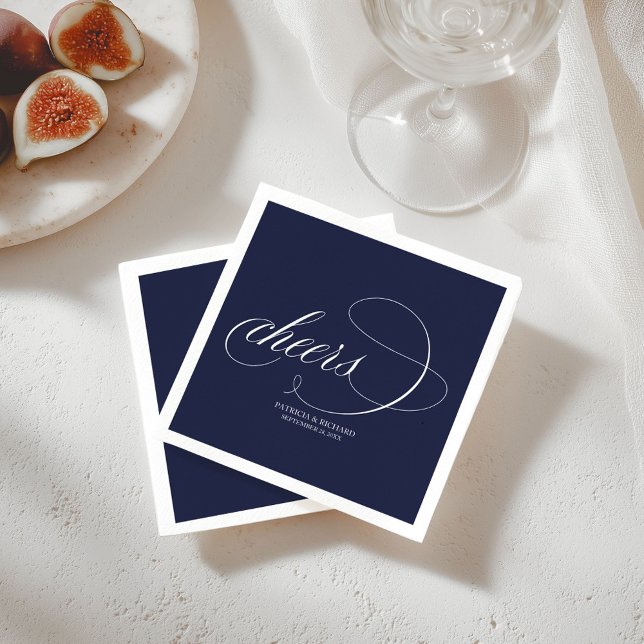 Cheers - Einfache Elegant Navy Blue Wedding Serviette (Von Creator hochgeladen)