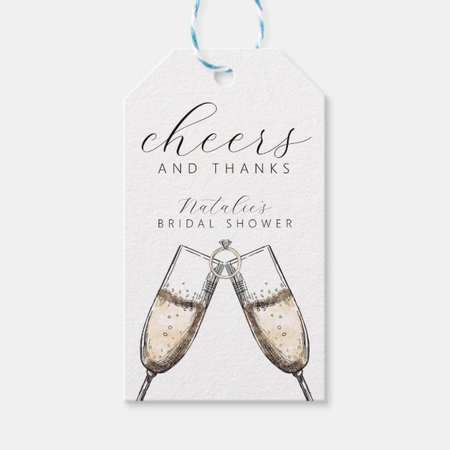 Cheers Elegant Bubbly Champange Brautparty Geschenkanhänger (Vorderseite)