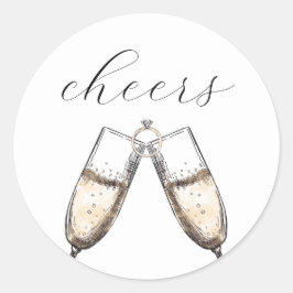 Cheers Elegant Bubbly Champange Brautparty Runder Aufkleber