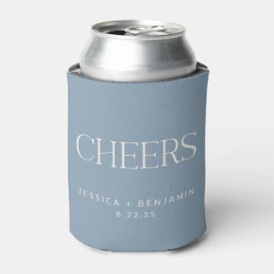 Cheers Elegant Dusty Blue Typografy Wedding Dosenkühler