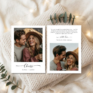 Cheers Elegant Newlywed First Christmas Foto Feiertagskarte