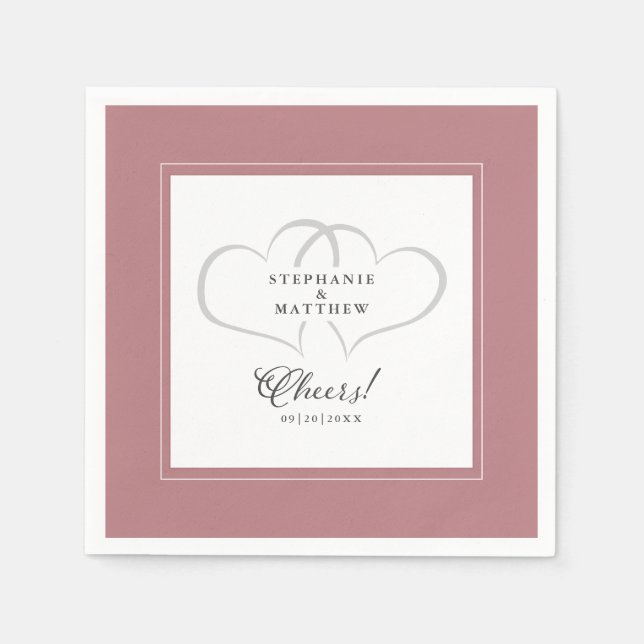 Cheers Elegant Wedding Calligraphy Dusty Rose Pink Serviette (Vorderseite)
