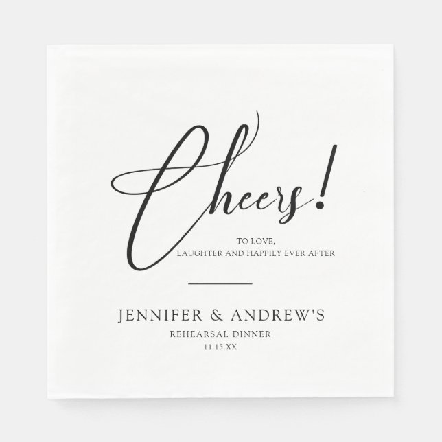 Cheers Elegant Wedding Probe Personalisiert Serviette (Vorderseite)