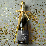 Cheers Faux BLACK GLITTER Wedding Mini<br><div class="desc">Make your own sparkling wine split favors with these personalized bottle labels featuring simulated BLACK faux glitter! (Choose from 10 uploaded glitter colors,  just make your color visible by clicking the "eye" under CUSTOMIZE button.) MATCHING items in our store.</div>