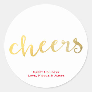 CHEERS Faux-Gold-Folie-Look Partygeschenke zum Fes Runder Aufkleber