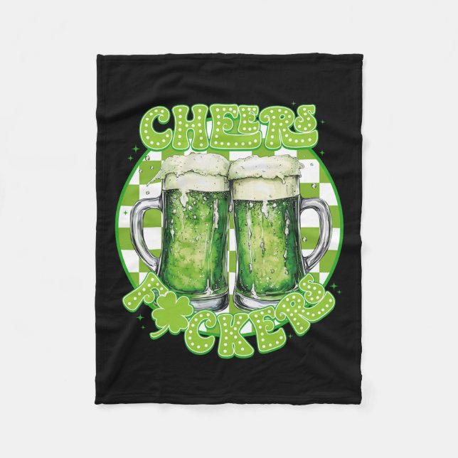 Cheers Fcckers St Patricks Day Irish Kleeblatt Bee Fleecedecke (Vorderseite)