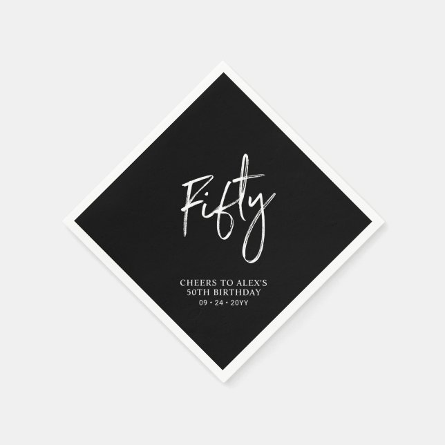 Cheers Fifty | Moderne Erwachsene 50. Geburtstagsp Serviette (Ecke)